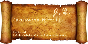 Jakubovits Mirtill névjegykártya